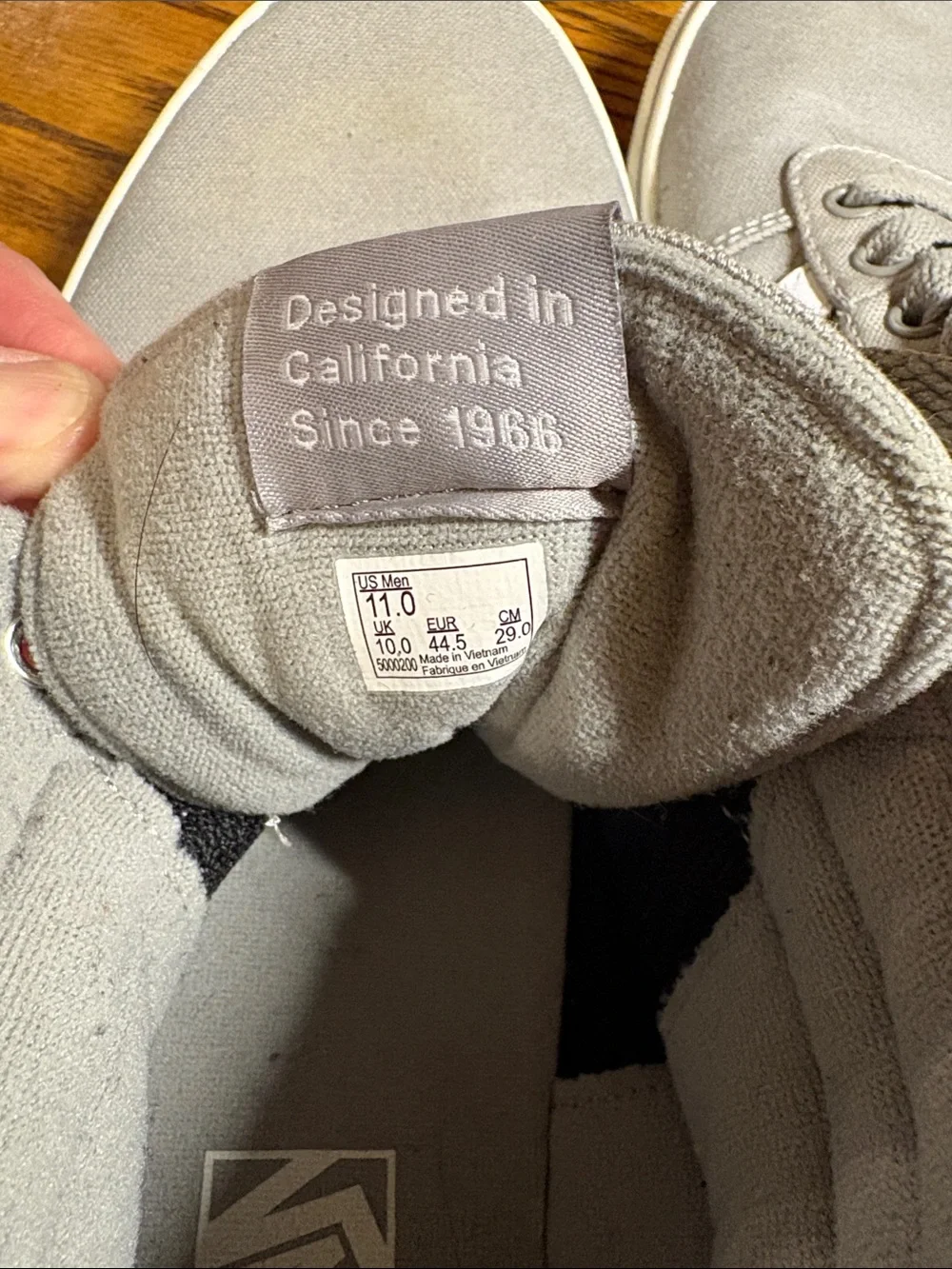 Vans Gray High-Top Canvas Sneakers with White Side Stripe - Picture 4 of 8
